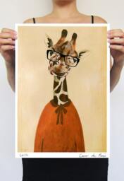 Clever Giraffe Art Print Poster A3 Illustration Giclee Wall Art Hanging Decor Animal Painting Digital - thumbnail 1