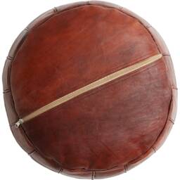 Mid-Season Sale Deluxe Moroccan Poppy Seed Leather Motif Pouffe, Handmade Artisan Ottoman Bean Bag Footstool, Floor Cushion - thumbnail 2