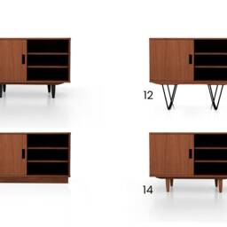Mid-Century Sideboard, Dresser, Commode, Credenza Made Of Oak Vaneer - Teak Colour Livlo T-S17 - thumbnail 2