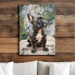 French Bulldog Fun Animal Dog Pet Lover Abstract Oil Painting Wall Art Framed Canvas Poster Print Home Kitchen Living Room Decor Gifts - thumbnail 1
