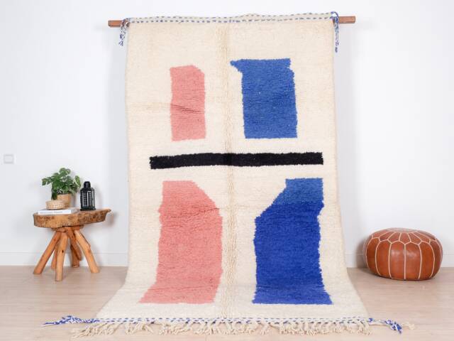 Authentic Beni Ourain Rug, Blue Moroccan Rug 5x9 Ft - image 1