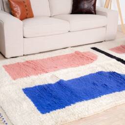 Authentic Beni Ourain Rug, Blue Moroccan Rug 5x9 Ft - thumbnail 3