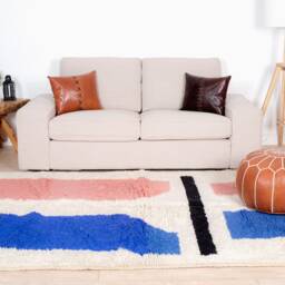 Authentic Beni Ourain Rug, Blue Moroccan Rug 5x9 Ft - thumbnail 2