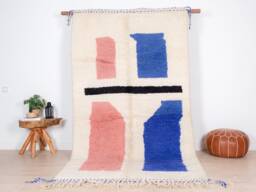 Authentic Beni Ourain Rug, Blue Moroccan Rug 5x9 Ft - thumbnail 1