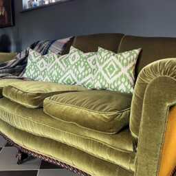 Green Geometric Cotton Cushion, Scatter Cushions. Multiple Sizes, Throw Cushion With Zip - thumbnail 3