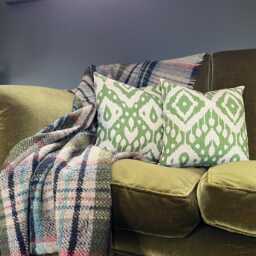 Green Geometric Cotton Cushion, Scatter Cushions. Multiple Sizes, Throw Cushion With Zip - thumbnail 2