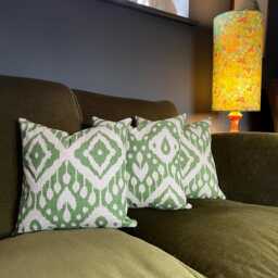 Green Geometric Cotton Cushion, Scatter Cushions. Multiple Sizes, Throw Cushion With Zip