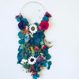 Floral Dreamcatcher Wall Hanging, Boho Decor, Eucalyptus & Wildflower - thumbnail 4