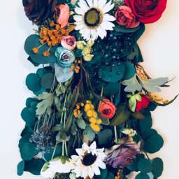 Floral Dreamcatcher Wall Hanging, Boho Decor, Eucalyptus & Wildflower - thumbnail 3