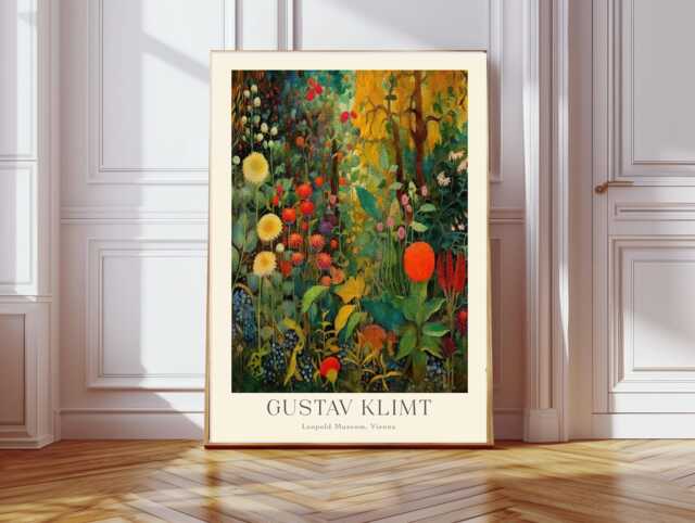 Gustav Klimt Print, Farm Garden Poster, Flowers, Floral Wall Decor, Gift Idea, Art Decor - image 1