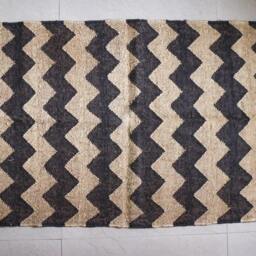 Handmade Jute Kilim Rug - 5x8 Ft Southwestern Zig Zag Design - thumbnail 4