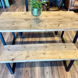 Handmade Rustic Industrial Table & Bench Set - thumbnail 4