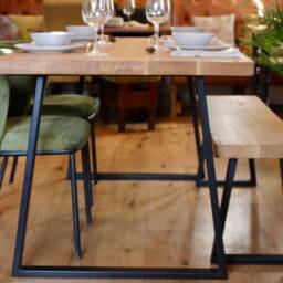 Handmade Rustic Industrial Table & Bench Set - thumbnail 2