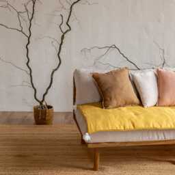 Sofa Cover, Linen Cover Protector, Slipcover Custom Size With Tassels - thumbnail 1