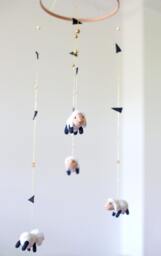 Felted Sheep Nursery Mobile Swarovski Crystals & Czech Glass Beads