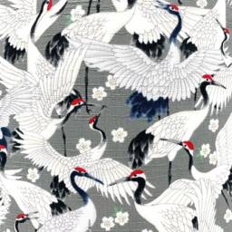 Japanese Crane Lampshade Grey & White Oriental Bird Design - thumbnail 4