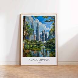 Kuala Lumpur Poster, Islamic Decor, Art, Middle Eastern Malaysia Gift, Travel Muslim Arabic Decor - thumbnail 3