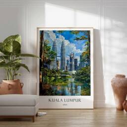 Kuala Lumpur Poster, Islamic Decor, Art, Middle Eastern Malaysia Gift, Travel Muslim Arabic Decor - thumbnail 2
