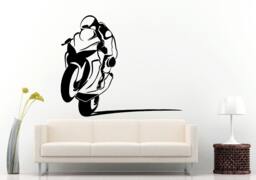 Motorcycle Sport Custom Crotch Rocket Racing Motorbike Bike Biker Doing Popping A Wheelie Wall Decal Vinyl Sticker Mural Room Decor L861 - thumbnail 1