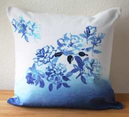 Cushion Cover, Cotton Canvas, Watercolor Original, Digital Print - thumbnail 1
