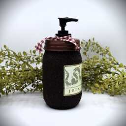 Mason Jar Hand Soap Dispenser Colonial Americana, Join Or Die, Grubby Pump & Folk Art Print, Early American Bathroom Decor - thumbnail 3
