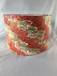Lampshade 30cm Wide X 21 cm High - Handmade Using Hand Silk Screen Printed Japanese Chiyogami Paper - thumbnail 1