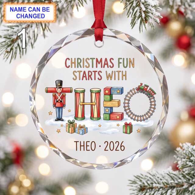 Christmas Fun Starts With This Glass Ornament, Custom Holiday Keepsake Featuring Nutcracker, Gift Boxes, Toy Soldiers & Festive Decor - image 1