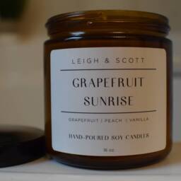 Grapefruit Sunrise, Large Hand Poured Soy Wax Candle, Candle Wedding Favor, Minimalist Handmade, Grapefruit Citrus - thumbnail 2