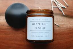 Grapefruit Sunrise, Large Hand Poured Soy Wax Candle, Candle Wedding Favor, Minimalist Handmade, Grapefruit Citrus - thumbnail 1