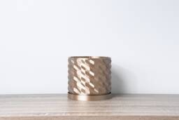 "Geometric Planter With Drainage & Saucer in Champagne Bronze, Unique 3D-Printed Plant Pot, Small To Large Sizes 4"" 5"" 6"" 7"" 8" - thumbnail 1