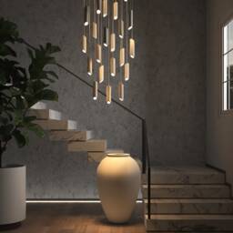 Italian Cafe Ceramic Tube Chandelier, Architectural Interior Accent - Naaya Penne - thumbnail 2