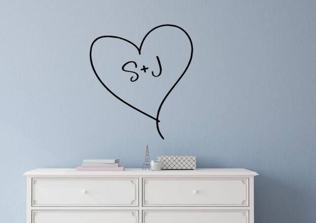 Heart With Initial Decal - Initial For Wall Heart Initials Art Decor- Custom - image 1