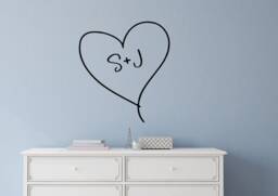 Heart With Initial Decal - Initial For Wall Heart Initials Art Decor- Custom - thumbnail 1