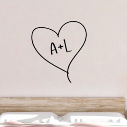 Heart With Initial Decal - Initial For Wall Heart Initials Art Decor- Custom - thumbnail 2
