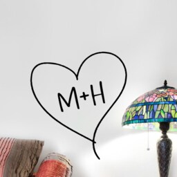 Heart With Initial Decal - Initial For Wall Heart Initials Art Decor- Custom - thumbnail 3