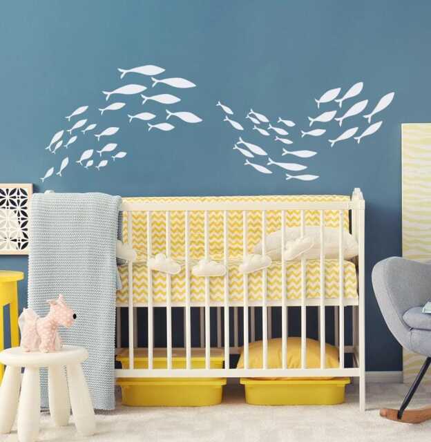 School Of Fish Wall Decals Sea Nursery, Bathroom Decor Lw104 - image 1