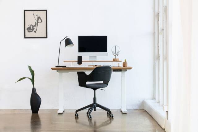 Handcrafted Oak Standing Desk Electric Adjustable Height Computer Desk - image 1