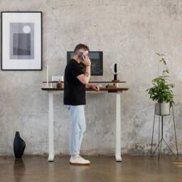 Handcrafted Oak Standing Desk Electric Adjustable Height Computer Desk - thumbnail 2