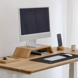 Handcrafted Oak Standing Desk Electric Adjustable Height Computer Desk - thumbnail 3