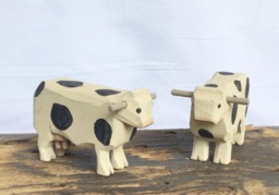 Hand Carved Wooden Cows - thumbnail 1