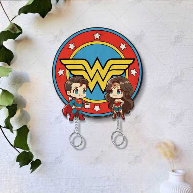 Super Hero Wooden Key Holder, Comic Keychain, Couple Keychain Hanger For Wall Hanging, Perfect Home Decor - image 1
