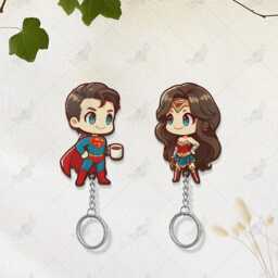 Super Hero Wooden Key Holder, Comic Keychain, Couple Keychain Hanger For Wall Hanging, Perfect Home Decor - thumbnail 3