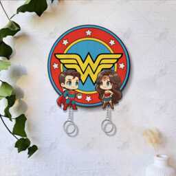 Super Hero Wooden Key Holder, Comic Keychain, Couple Keychain Hanger For Wall Hanging, Perfect Home Decor - thumbnail 1