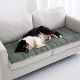 Quilted Sofa Seat Protector, Linen Couch Slipcover For Pets, Minimal Style Topper, Reversible Sectional Mat 50xcp - thumbnail 2