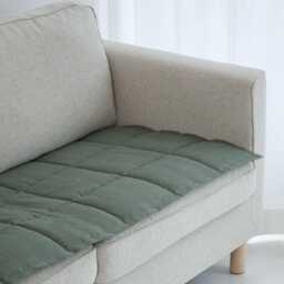 Quilted Sofa Seat Protector, Linen Couch Slipcover For Pets, Minimal Style Topper, Reversible Sectional Mat 50xcp - thumbnail 3