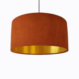 Burnt Orange Lampshade in Velvet With Gold Lining Large Plain Ceiling Lightshade - thumbnail 1