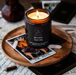 Tobacco, Citrus, Cognac, Clove & Incense Scented Soy Candle - 150G Gothic Masculine Occult Gift - thumbnail 1