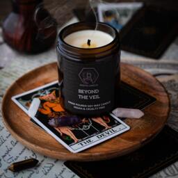 Tobacco, Citrus, Cognac, Clove & Incense Scented Soy Candle - 150G Gothic Masculine Occult Gift - thumbnail 2