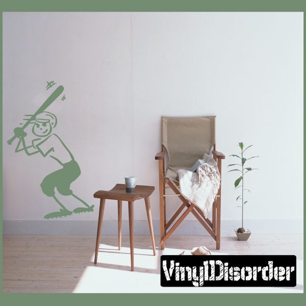 Baseball Player Up To Bat - Vinyl Wall Decal Quotes Sticker Baseballguyvet - image 1