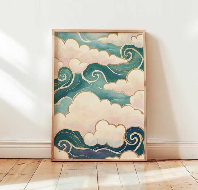 Cloud Pattern Poster, Celestial Wall Art, Abstract Sky Print - image 1